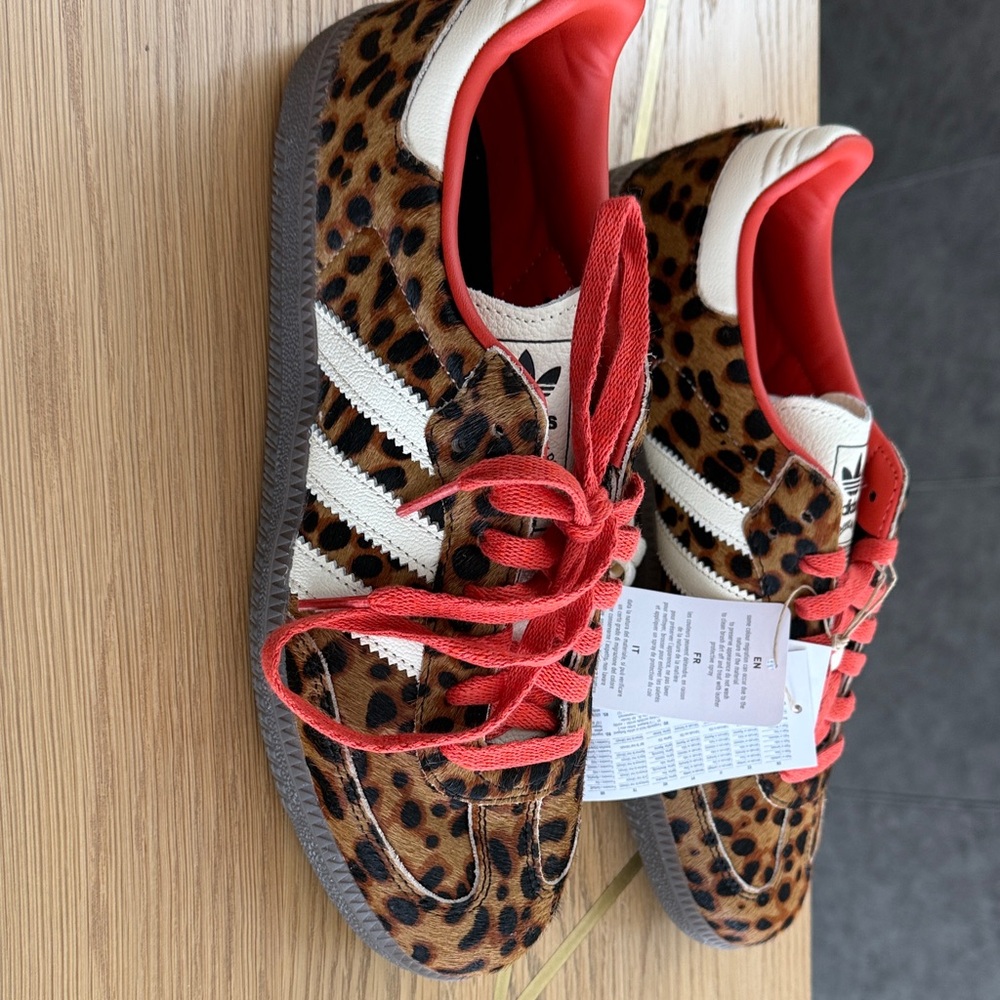 Adidas Womens Sneakers - Leopard Print with Red and White
